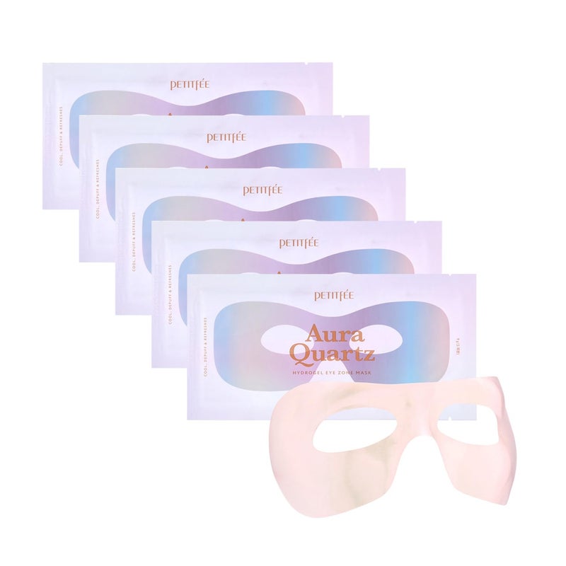 Petitfee Aura Quartz Hydrogel Eye Zone Mask 5ea 9g5  Lavender Eye Mask for Entire Eye Area Instant Cooling Eye Puffiness Morning Quick Eye Care Rejuvenating Tired Eye Area Brighten Under Eye