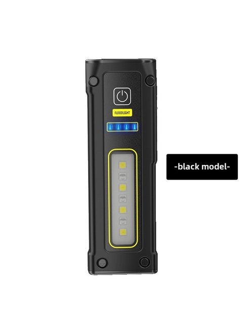 Mini Multi-functional Work Light With Magnet Emergency Simple Fashion Bottom Magnetic Life-level Waterproof Flashlight-Color:Black