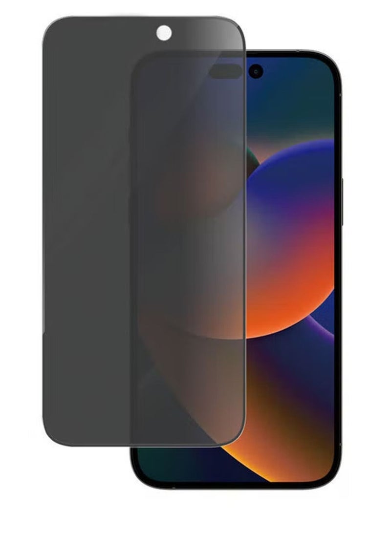 واقي شاشة من الزجاج المقوى مضاد للتجسس لهاتف iPhone 14 Pro باللون الأسود