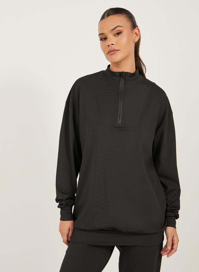 Styli Active Loose Fit Black Solid Activewear Set - Image 4