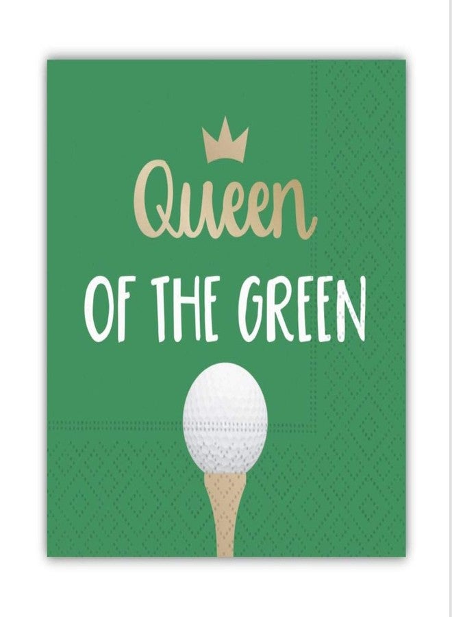 Design Design Queen of the Green Funny Cocktail Napkins, Golf Themed Beverage Napkins - 5x5 Inch, 16 Count - Image 1