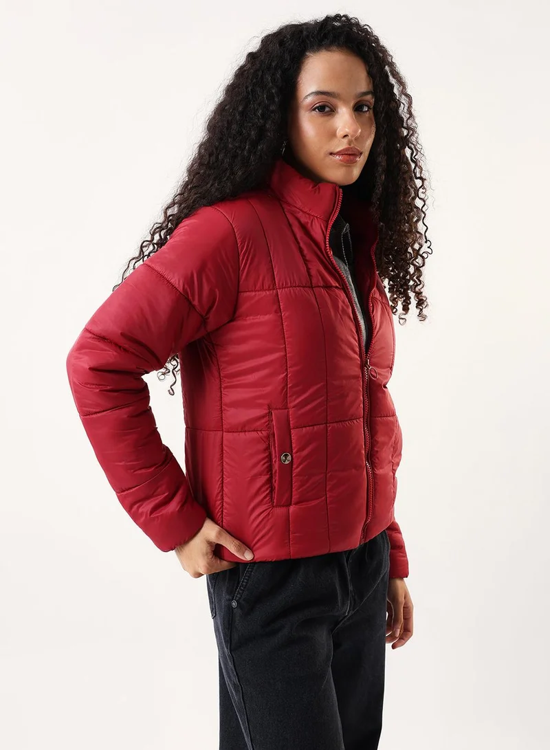 دينيس لينغو جاكيت منتفخ نسائي بلون كستنائي سادة من البوليستر بنسبة % بقصة عادية