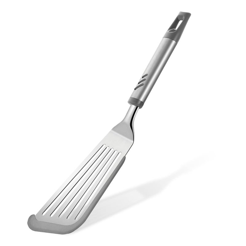 Lebabo Lebabo Fish Spatula for Nonstick Cookware  Stainless Steel Slotted Spatula with Silicone Edge  Flexible Metal Turner for Cooking  Flipping  Frying  12.6"" Egg Flipper Utensils  Heat Resistant Handle  - Image 1