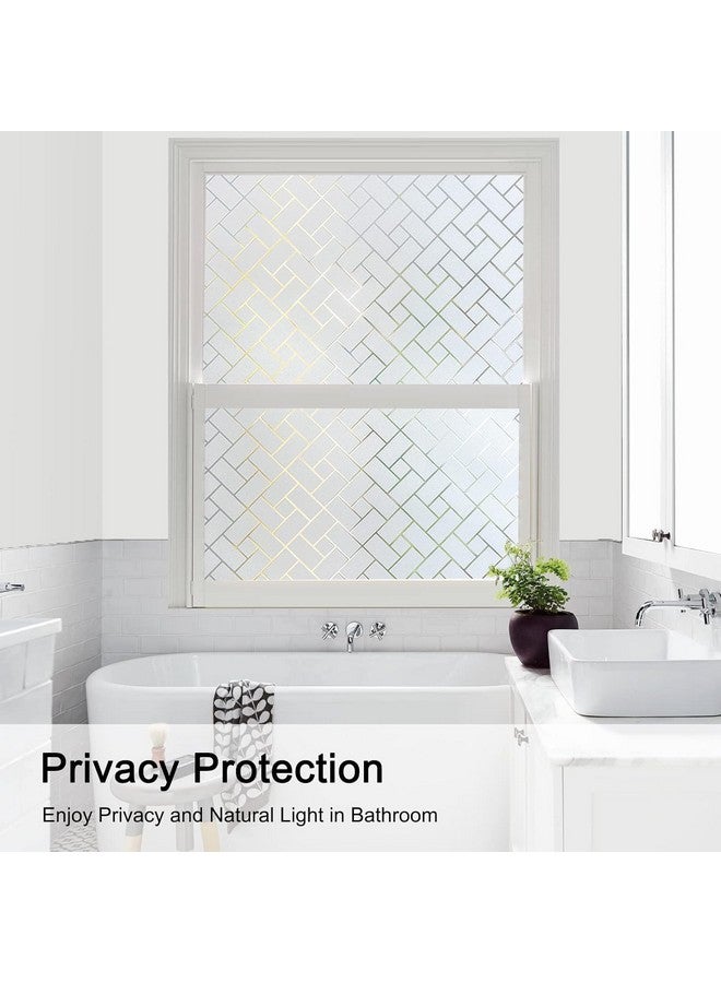 WISDOM StaticCling Frosted Glass Window Film, Bathroom Window Clings Removable Sun Blocking Vinyl Window Stickers for Door Home Office, Non Adhesive (24 by 300inches, Rectangle Frosted) - Image 4