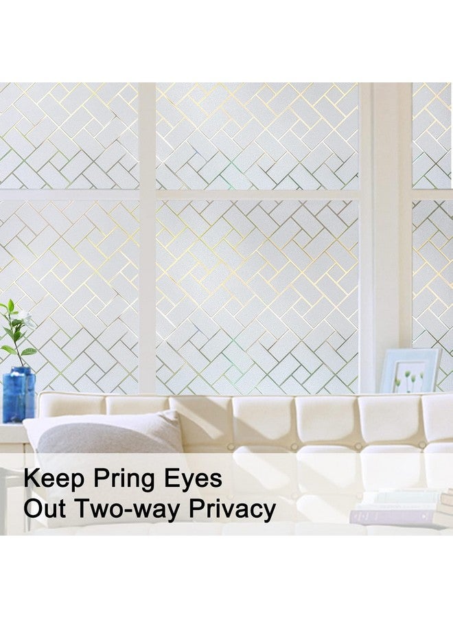 WISDOM StaticCling Frosted Glass Window Film, Bathroom Window Clings Removable Sun Blocking Vinyl Window Stickers for Door Home Office, Non Adhesive (24 by 300inches, Rectangle Frosted) - Image 3