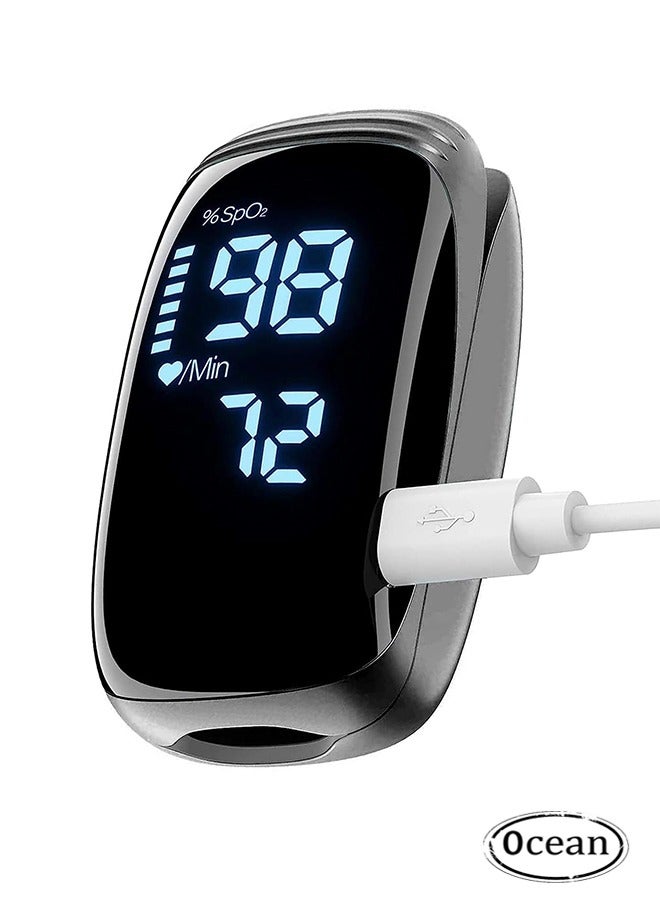 أوشن مقياس تأكسج نبض الإصبع القابل لإعادة الشحن، مقياس تشبع أكسجين الدم، مقياس تأكسج نبض طرف الإصبع، مقياس أكسجين نبض الإصبع، دقة وسرعة قراءة SpO2 مناسبة للرياضة في الهواء الطلق والأسرة - Image 1