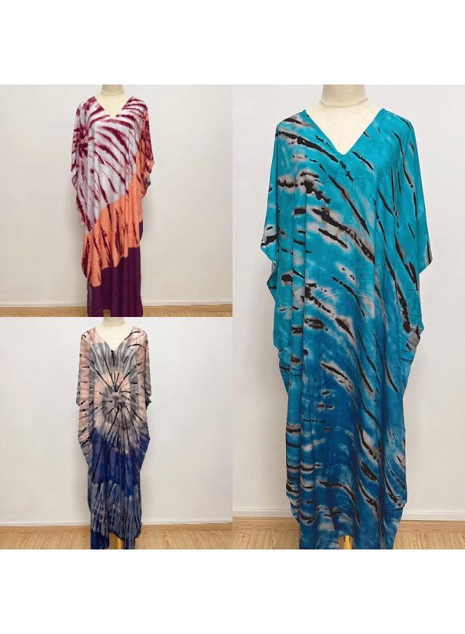 إسكدنيا بلوزة الشاطئ الأوروبية والأمريكية، رداء مطبوع، فستان فضفاض، بي، بلوزة واقية من الشمس، ملابس سباحة للنساء RZ03-اللون: RZ03-2- - Image 2