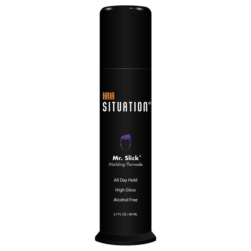 Hair Situation Mr. Slick Molding Pomade for Men - Wet Look High Shine Finish, Water-Based Formula, All-Day Hold, Alcohol-Free, Hair Styling Wax, Infused with Vitamin Pro-VB-5, A, E, B for Healthy Hair 2.7 Fl Oz