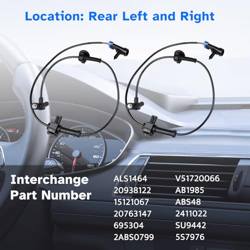 Ruizure Rear Wheel Speed ABS Sensor Left Right fit for 2007 2008 2009 2010 2011 2012 2013 2014 Cadillac Escalade ESV EXT, Chevy Tahoe Avalanche Suburban, GMC Yukon XL 1500, Driver Passenger Side, ALS1464 - Image 3