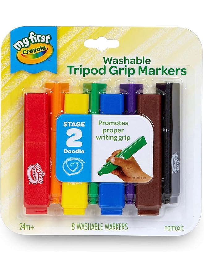 Crayola My First Tripod Washable Markers For Toddlers 8Ct - Image 1