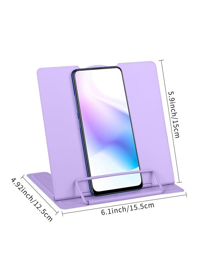 Honagu Mini Book Stand Book Holder Metal Desk Book Stand for Reading Hands Free, Adjustable Cookbook Documents Holder, Portable Bookstand for Music Books, Textbook, Recipe,Tablet, Ipad(Purple) - Image 4