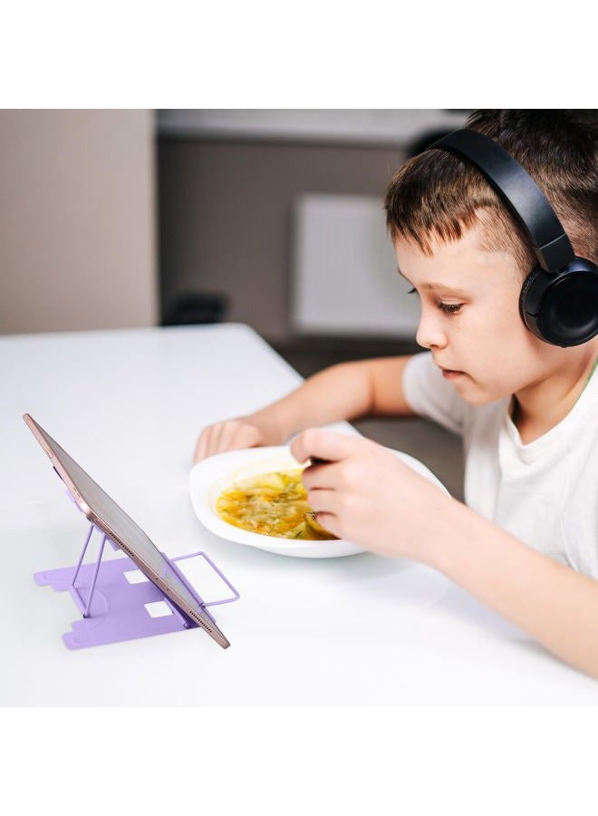 Honagu Mini Book Stand Book Holder Metal Desk Book Stand for Reading Hands Free, Adjustable Cookbook Documents Holder, Portable Bookstand for Music Books, Textbook, Recipe,Tablet, Ipad(Purple) - Image 3