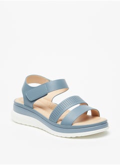 Womens Solid Strappy Sandals with Hook and Loop Closure