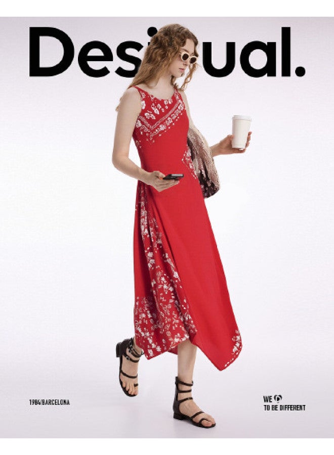 DESIGUAL asymmetric Halter Scarf Print Dress With Asymmetric Hemline For Ss25 - Image 1