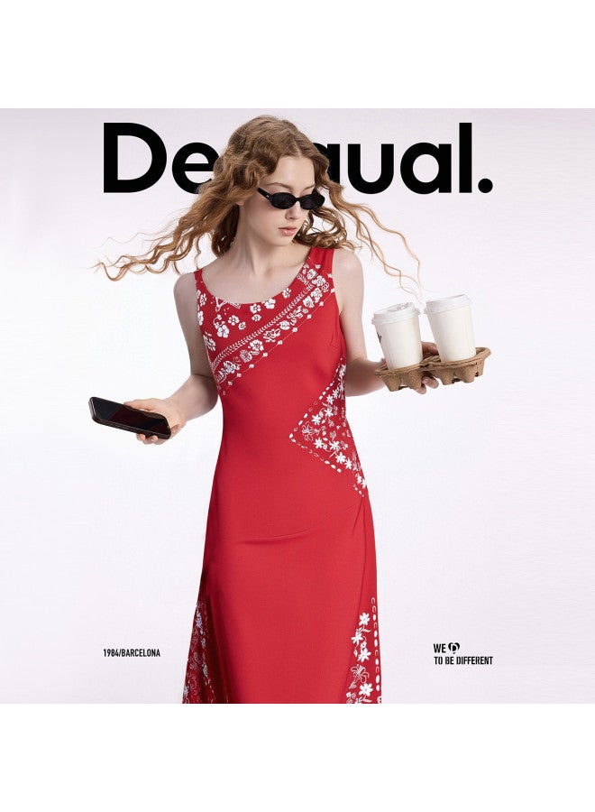 DESIGUAL asymmetric Halter Scarf Print Dress With Asymmetric Hemline For Ss25 - Image 3
