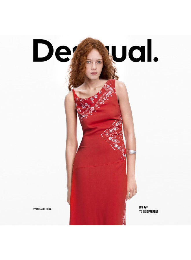 DESIGUAL asymmetric Halter Scarf Print Dress With Asymmetric Hemline For Ss25 - Image 5