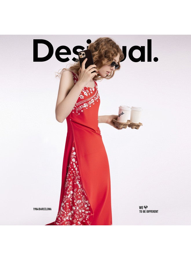 DESIGUAL asymmetric Halter Scarf Print Dress With Asymmetric Hemline For Ss25 - Image 4
