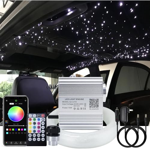 AKEPO 10W Twinkle Fiber Optic Lights kit APP Control with Music Mode for Star Ceiling Sky Light Car Home Use, RGBW Light Engine+Optical Fiber Cable 460pcs of 9.8ft/3m(0.03+0.04+0.06in)+28key Remote - Image 1