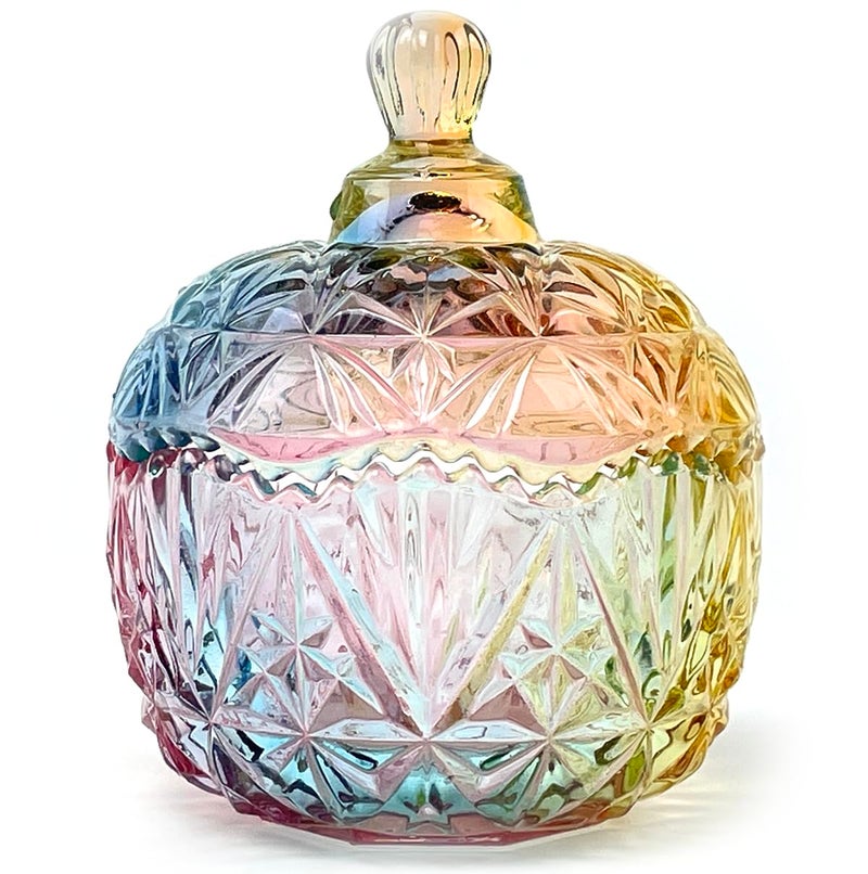 EWEIGEER Christmas Glass Candy Storage Jar Embossed Luxury With Lids Jewelry Box Jars - Image 1