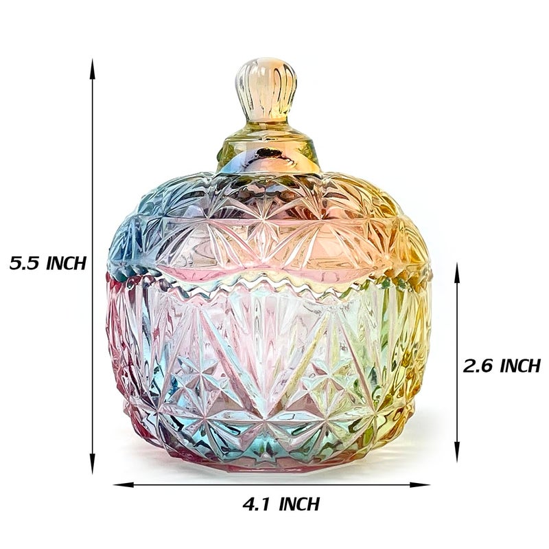 EWEIGEER Christmas Glass Candy Storage Jar Embossed Luxury With Lids Jewelry Box Jars - Image 2