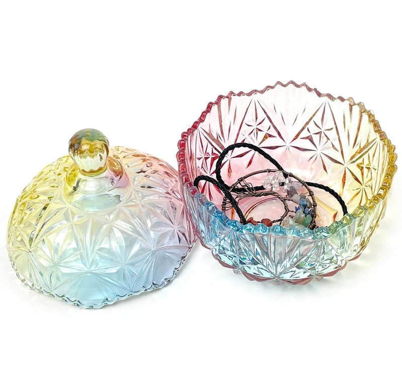 EWEIGEER Christmas Glass Candy Storage Jar Embossed Luxury With Lids Jewelry Box Jars - Image 4