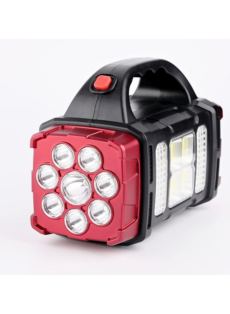 كشاف يدوي قابل لاعادة الشحن، إضاءة LED عالية السطوع، ألواح شمسية 4 إضاءة و8 أوضاع ضوء كشاف محمول باليد مقاوم للماء بدرجة IPX4 لأعطال الطاقة المنزلية والأماكن الخارجية والتخييم والتنزه والطوارئ - Image 1
