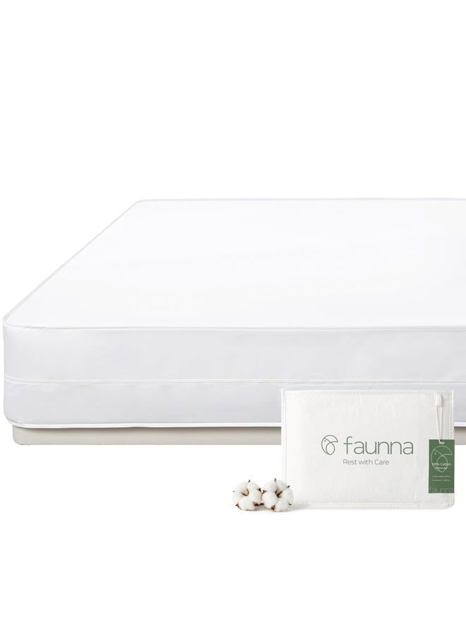 FAUNNA Zippered Mattress Encasement, 100% Cotton Bed Bug and Dust Mite Proof Mattress Protector, Hypoallergenic, Antibacterial Protection, Noiseless Zipper, Six-Sided Cover (Queen 16" Deep) - Image 1