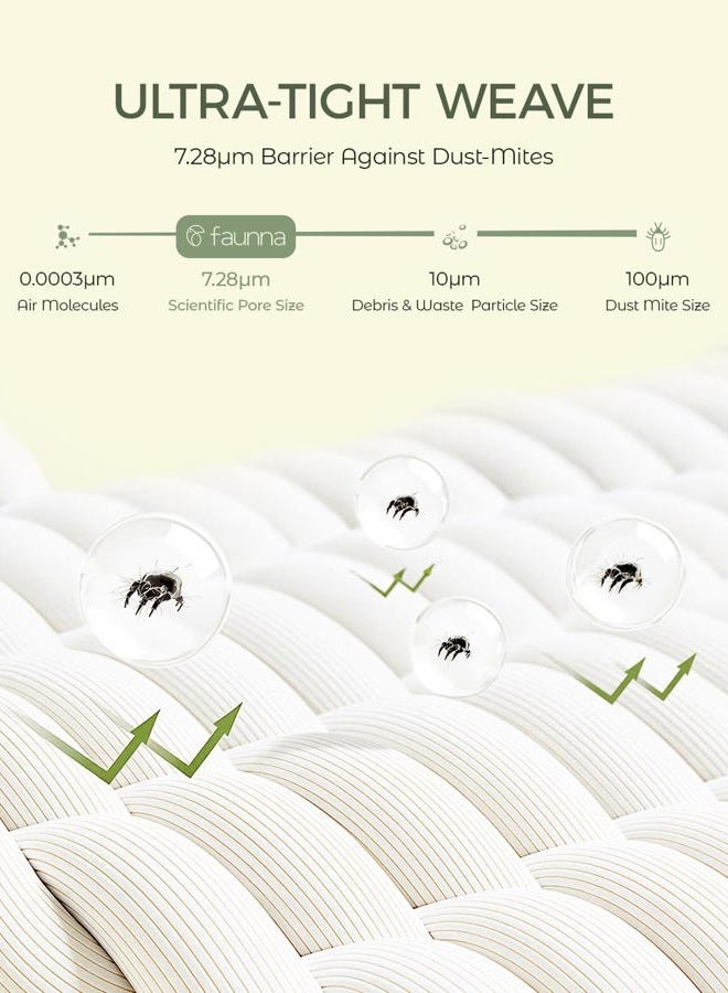 FAUNNA Zippered Mattress Encasement, 100% Cotton Bed Bug and Dust Mite Proof Mattress Protector, Hypoallergenic, Antibacterial Protection, Noiseless Zipper, Six-Sided Cover (Queen 16" Deep) - Image 2