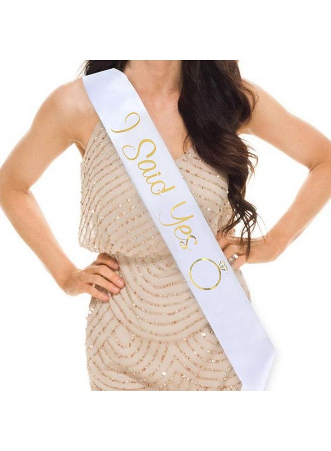BLUPLE I Said Yes Gold Sash For Future Mrs,Engagement Proposal Bachelorette Party Sash For Bridal Shower Wedding Party Favors Accessories Supplies Engagement Gifts For Bride To Be,White (1) - Image 1