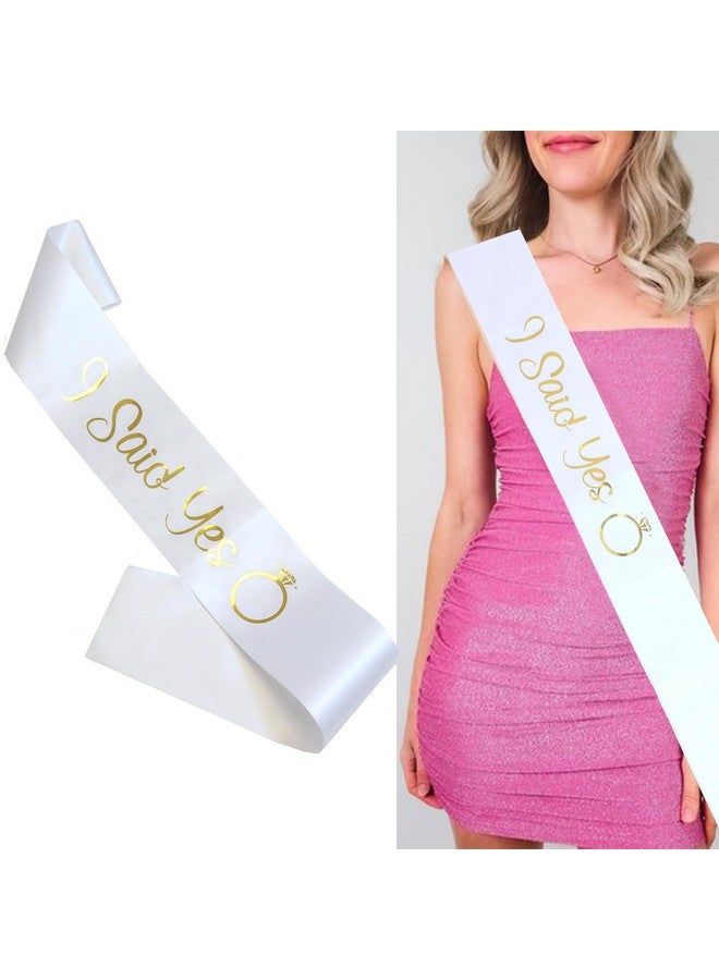BLUPLE I Said Yes Gold Sash For Future Mrs,Engagement Proposal Bachelorette Party Sash For Bridal Shower Wedding Party Favors Accessories Supplies Engagement Gifts For Bride To Be,White (1) - Image 2