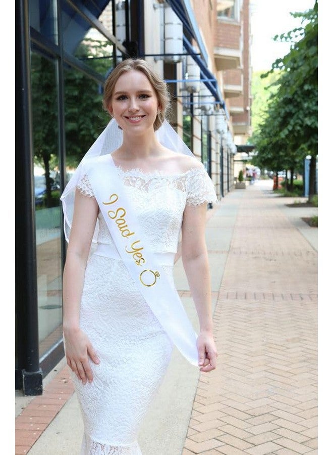 BLUPLE I Said Yes Gold Sash For Future Mrs,Engagement Proposal Bachelorette Party Sash For Bridal Shower Wedding Party Favors Accessories Supplies Engagement Gifts For Bride To Be,White (1) - Image 4