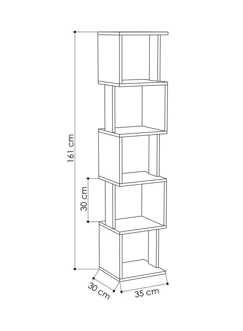 موراه مكتبة زاوية بيري من موراه هوم، خزانة كتب عصرية بخمسة رفوف، رف كتب متعدد التخزين، وحدة عرض لغرفة النوم، غرفة المعيشة - 30×161×35 سم - لون بلوط/رمادي غامق - Image 3