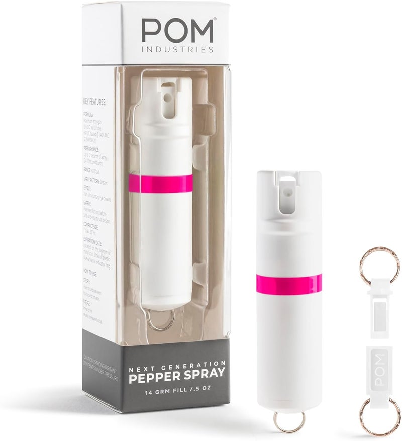 POM Pepper Spray Keychain, Quick Key Release for Instant Access, Flip Top Safety, Maximum Strength OC Formula with UV Marking Dye, 25 Bursts, 10 ft Range, 0.5 fl oz - Image 1