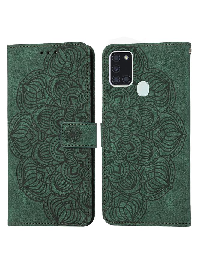 اس-توب جراب لهاتف Samsung Galaxy A21s، جراب هاتف جلدي قابل للطي منقوش بنقشة ماندالا - Image 1