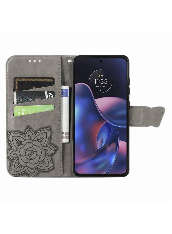 S-TOP Case For Motorola Edge 2022 Butterfly Love Flower Embossed Flip Leather Phone Case - Image 3