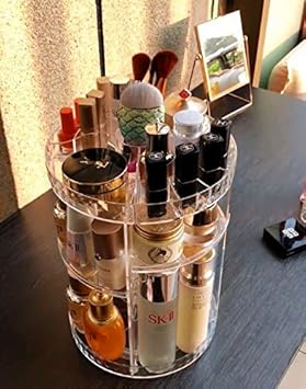 JOYWENG JOYWEE Makeup Organizer 360 Degree Rotating Adjustable Cosmetic Storage Display Case 8 Layer Clear Adjustable DIY Capacity Fits JewelryMakeup Brushes Lipsticks and MoreTransparent - Image 2