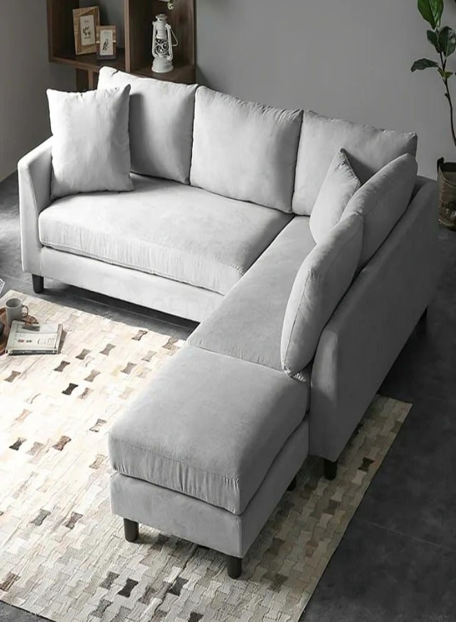 HODGE Corner sofa, size 300x250, beige color, made of durable Swedish wood and Super Soft fabric, Safa Al Madinah - Image 1