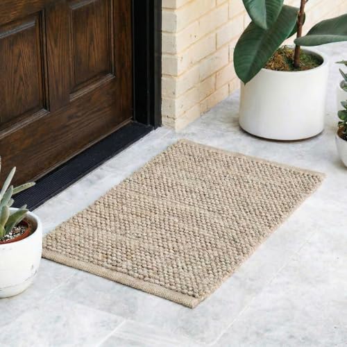 haus & kinder Cotton Chenille Door Mat 1700 GSM | Ultra Soft Absorbent Anti Skid Bath Mat for Bathroom, Entrance & Kitchen | Thick Floor Mat | Beige | 45 x 70 cm - Image 1