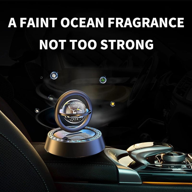 Kwak's Solar Powered Air Freshener with Aromatherapy Diffuser and Interstellar Double Ring (Black-1) - Image 3
