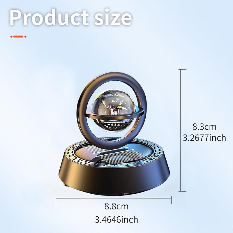 Kwak's Solar Powered Air Freshener with Aromatherapy Diffuser and Interstellar Double Ring (Black-1) - Image 2