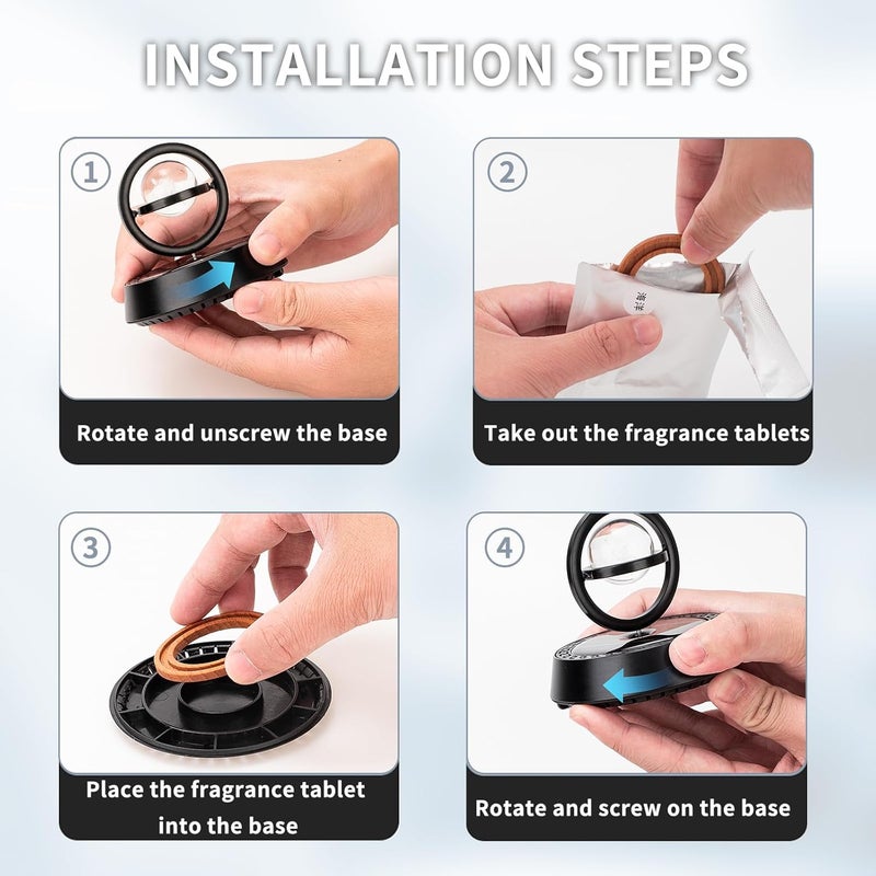 Kwak's Solar Powered Air Freshener with Aromatherapy Diffuser and Interstellar Double Ring (Black-1) - Image 4