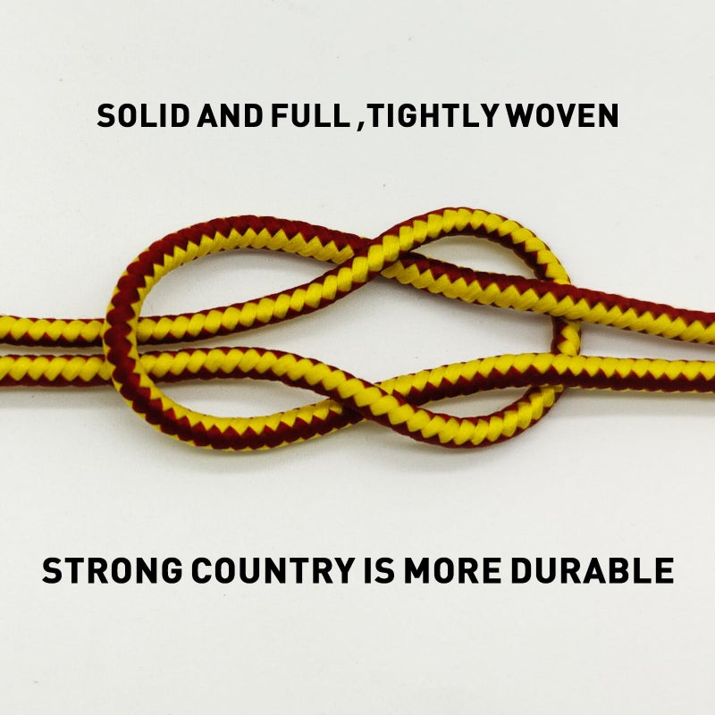 NDTEZUGT أربطة أحذية طويلة مستديرة NDTEZUGT 1/8"(3mm)، أحزمة أحذية ثقيلة ومتينة للبالغين، بدائل لأربطة الأحذية لعمل Thorogood/التنزه/التكتيكية/القتالية (أصفر-أحمر-05، 63'') - Image 4