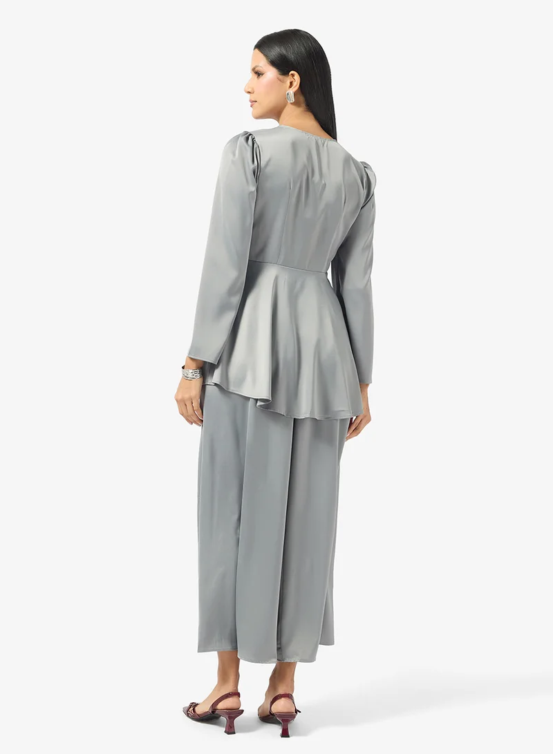 Khizana Longline Peplum Top & Skirt Set