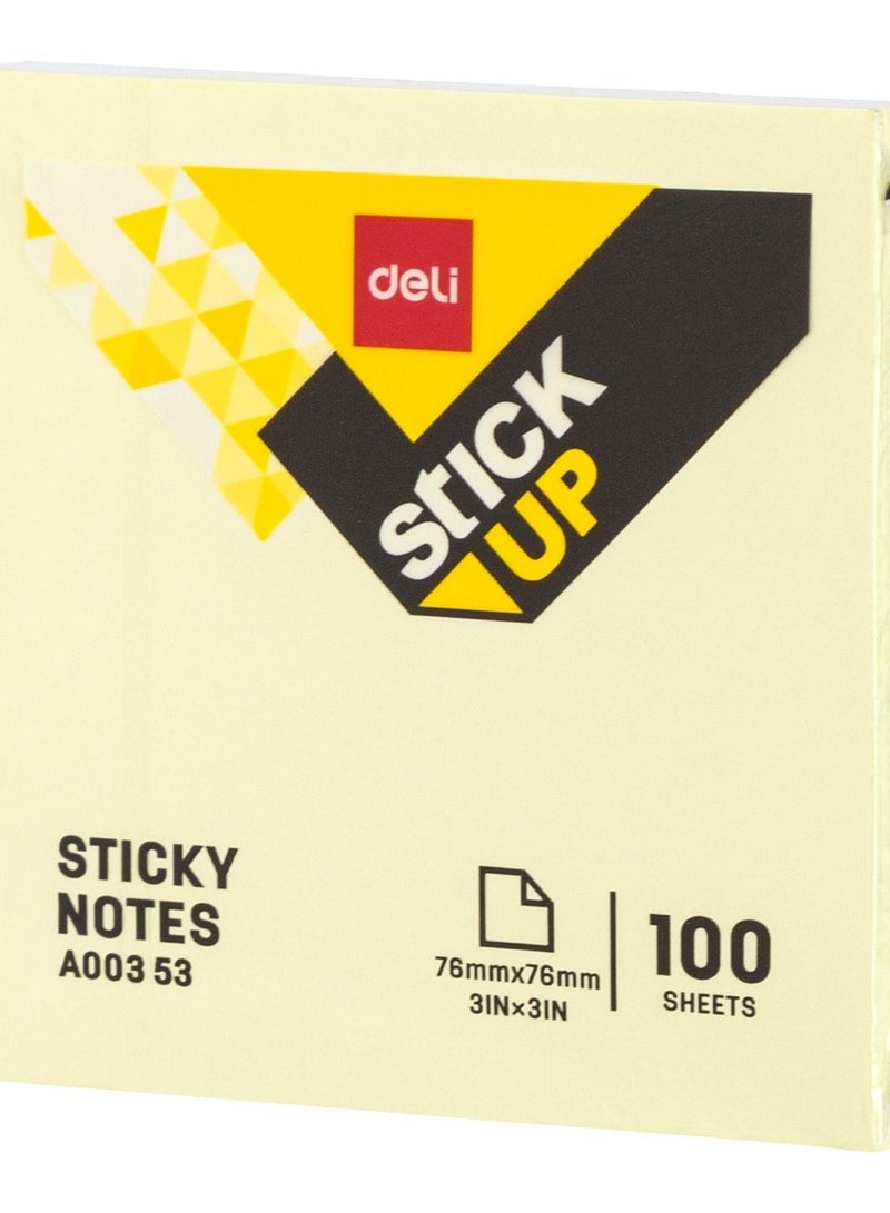 Deli 12-Pad Yellow Sticky Notes 3x3 Inch A00353 - Image 2