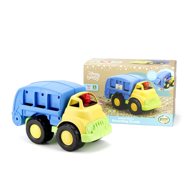 Green Toys Disney Baby Exclusive Mickey Mouse Recycling Truck, Blue - Pretend Play, Motor Skills, Kids Toy Vehicle. No BPA, phthalates, PVC. Dishwasher Safe, Recycled Plastic, Made in USA. - Image 1