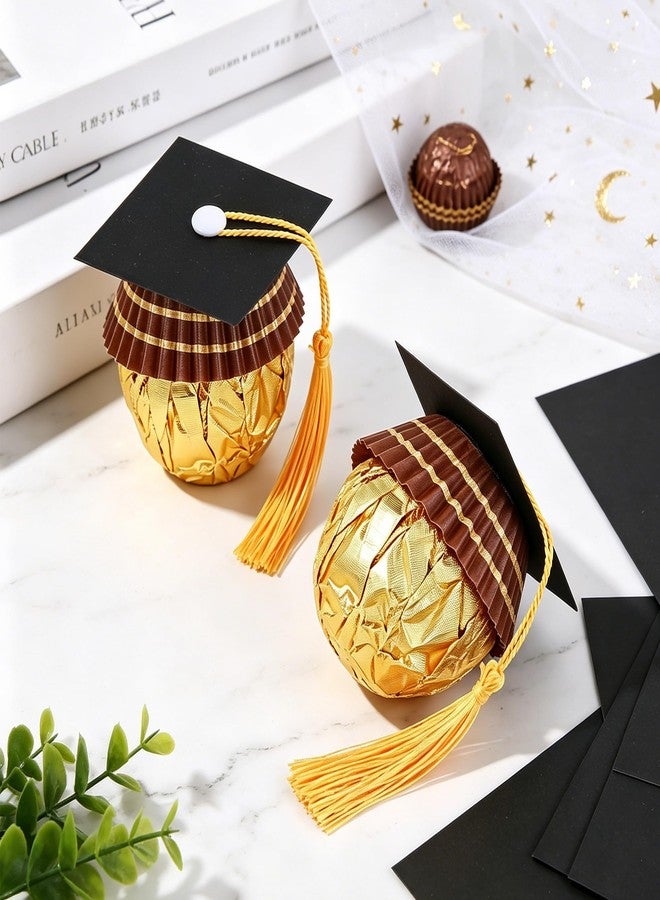 Nelisylux 50Pcs Graduation Cap Chocolate Decorations,Graduation Cupcake Toppers Chocolates Candy Mini Graduation Cap Decorations with Tassel Cake Topper Graduation Party Favors Graduation Decorations 2026 Black - Image 5