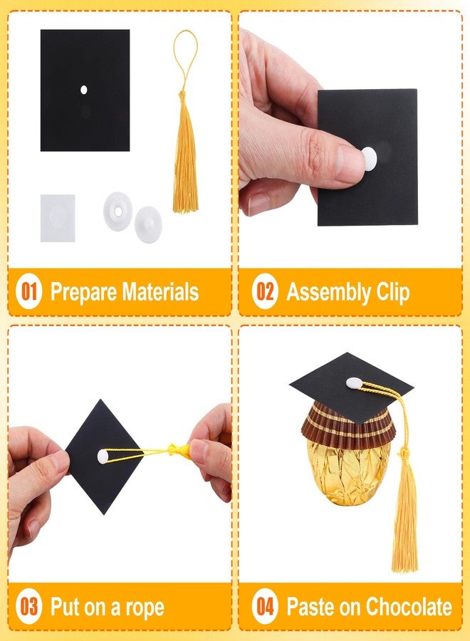 Nelisylux 50Pcs Graduation Cap Chocolate Decorations,Graduation Cupcake Toppers Chocolates Candy Mini Graduation Cap Decorations with Tassel Cake Topper Graduation Party Favors Graduation Decorations 2026 Black - Image 4