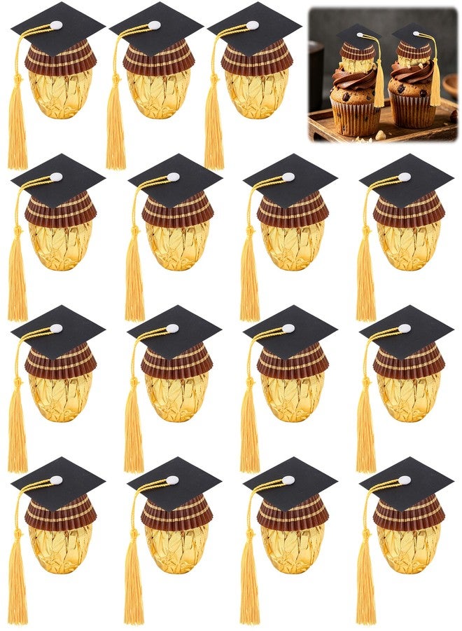 Nelisylux 50Pcs Graduation Cap Chocolate Decorations,Graduation Cupcake Toppers Chocolates Candy Mini Graduation Cap Decorations with Tassel Cake Topper Graduation Party Favors Graduation Decorations 2026 Black - Image 1