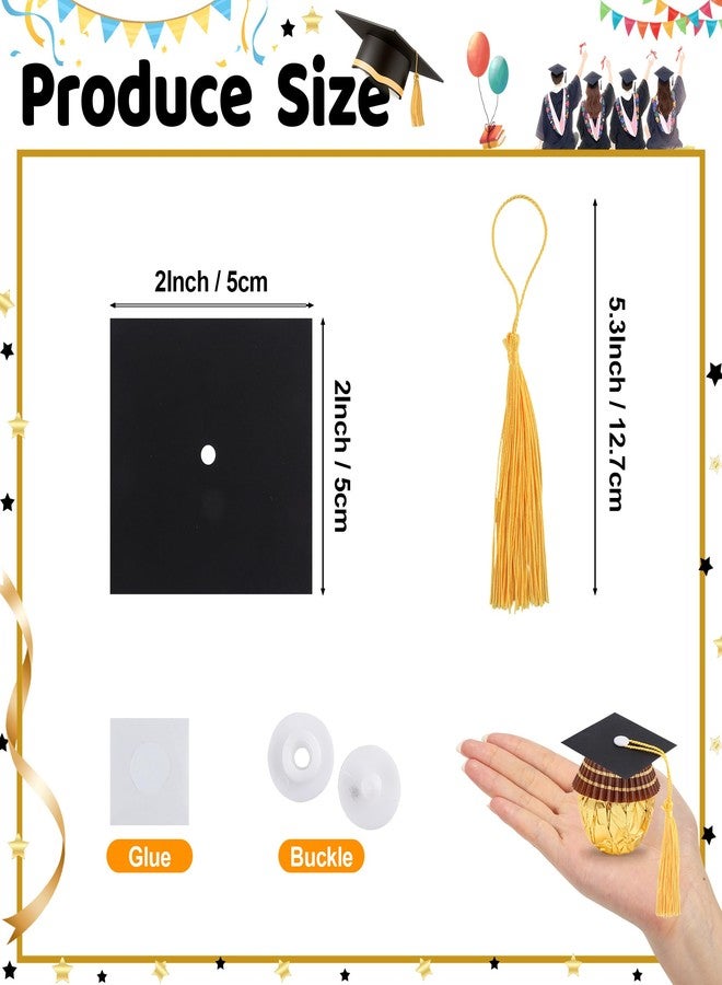 Nelisylux 50Pcs Graduation Cap Chocolate Decorations,Graduation Cupcake Toppers Chocolates Candy Mini Graduation Cap Decorations with Tassel Cake Topper Graduation Party Favors Graduation Decorations 2026 Black - Image 2