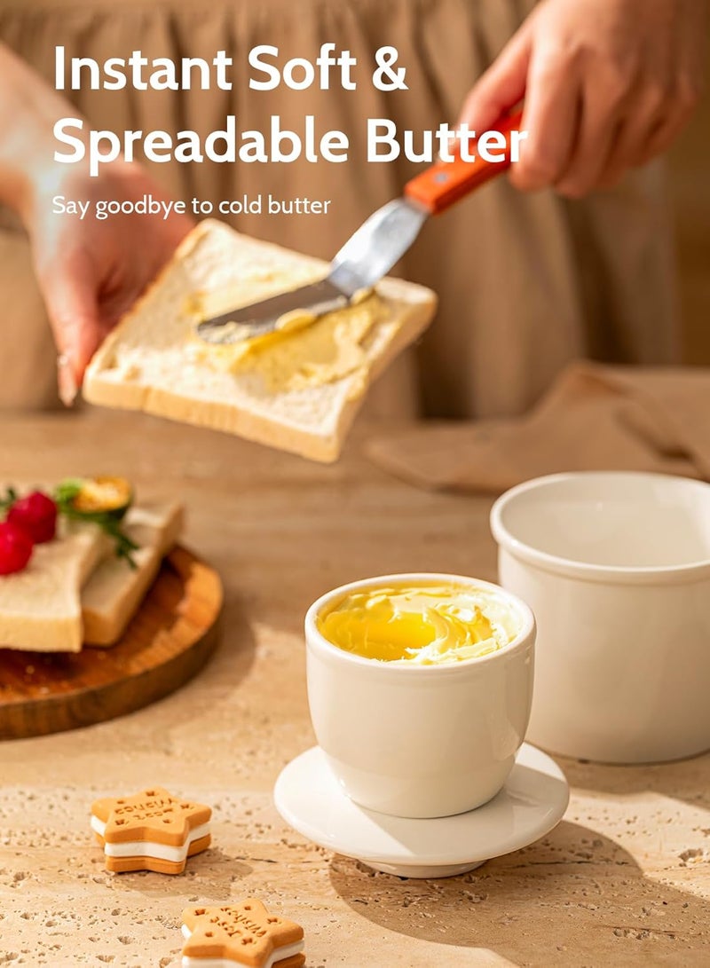 Sweese French Butter Dish - Butter Crock for Counter with Water Line for Fresh Spreadable Butter - French Butter Keeper with Lid - Housewarming Gift For The One Who Has It All - White - Image 4